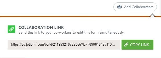 JotForm collaboration link