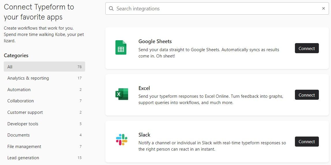 Typeform integrations