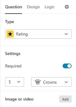 Question settings in Typeform