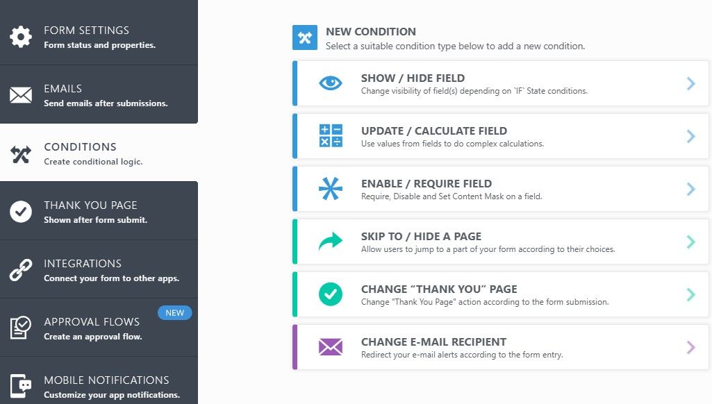 JotForm settings