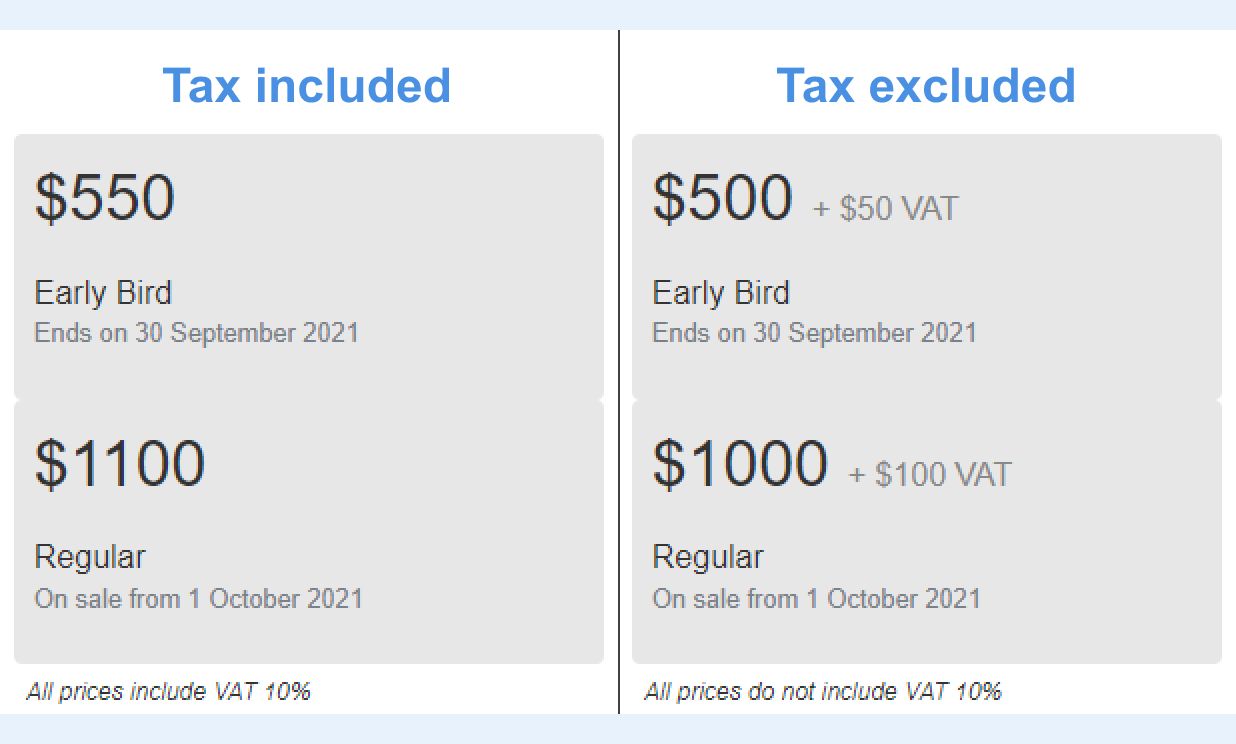 Price with tax included and excluded