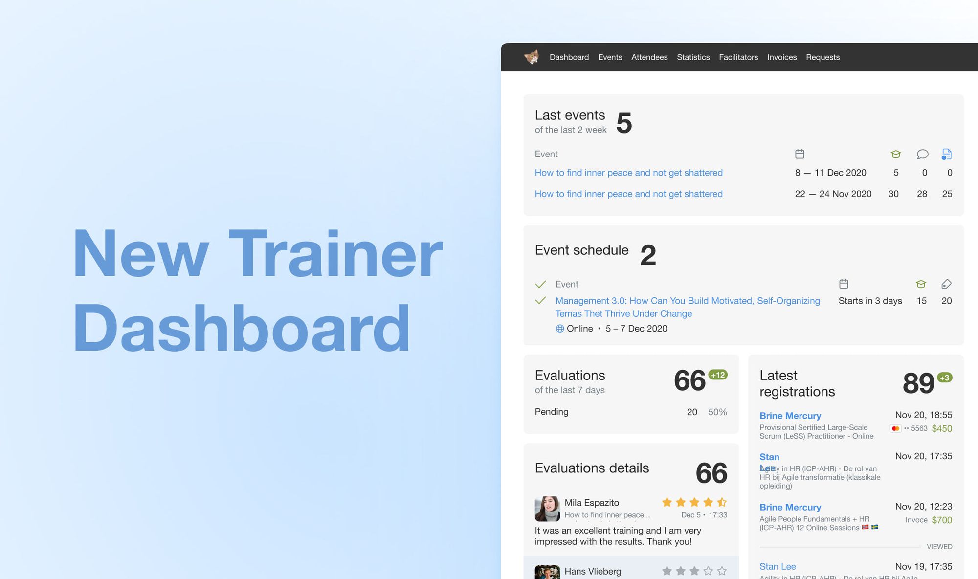 Introducing new trainer dashboard