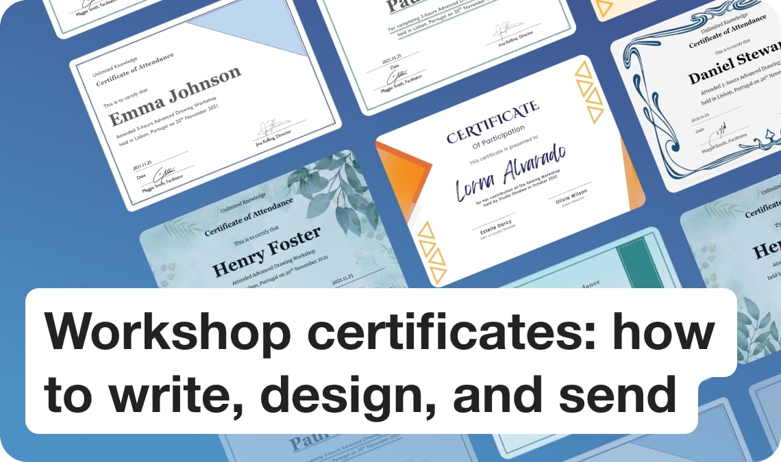 Workshop certificates: how to write, design, and send